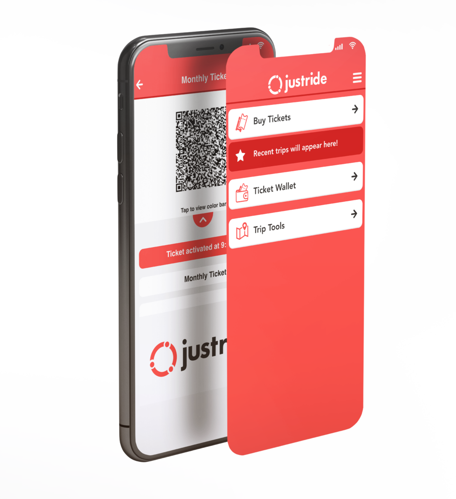 justride app mobile ticketing screens